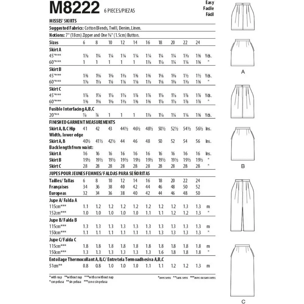 Simplicity Sewing Pattern M8222 High-Waisted Pencil Skirt Size 6-14‎